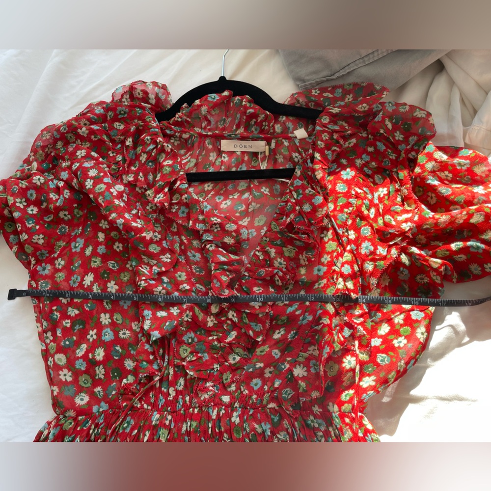 NWT DOEN MURIEL DRESS - XXS (roughly size 0-2) Red Print - Silk - Picture 10 of 12